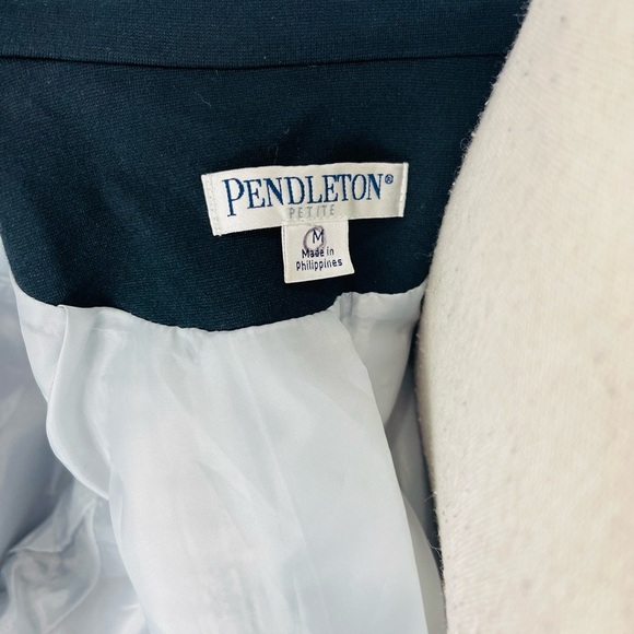 Pendelton Tweed Purple Blue Woven Zip Front Blazer Petite Medium - Picture 7 of 10